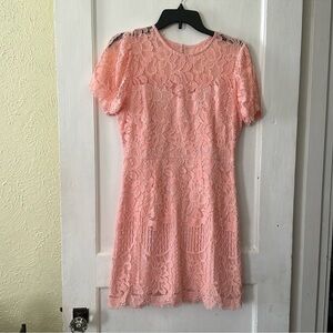 NWT Entro Boho Pink Lace Short Sleeve Knee Length Midi Spring Dress